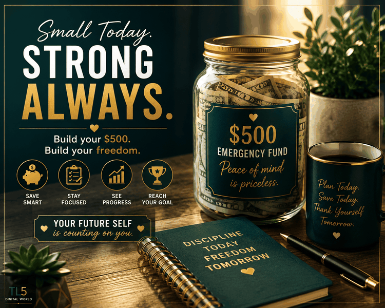 $500 Emergency Fund Challenge 50-page financial wellness workbook with practical savings tools