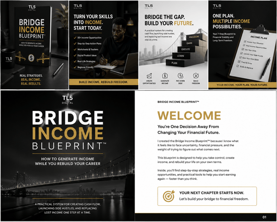 Bridge Income Blueprint Guide workbook and strategies for financial growth and income stability.