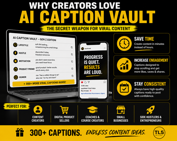 AI Caption Vault Gen Z Edition – 300+ viral captions digital pack