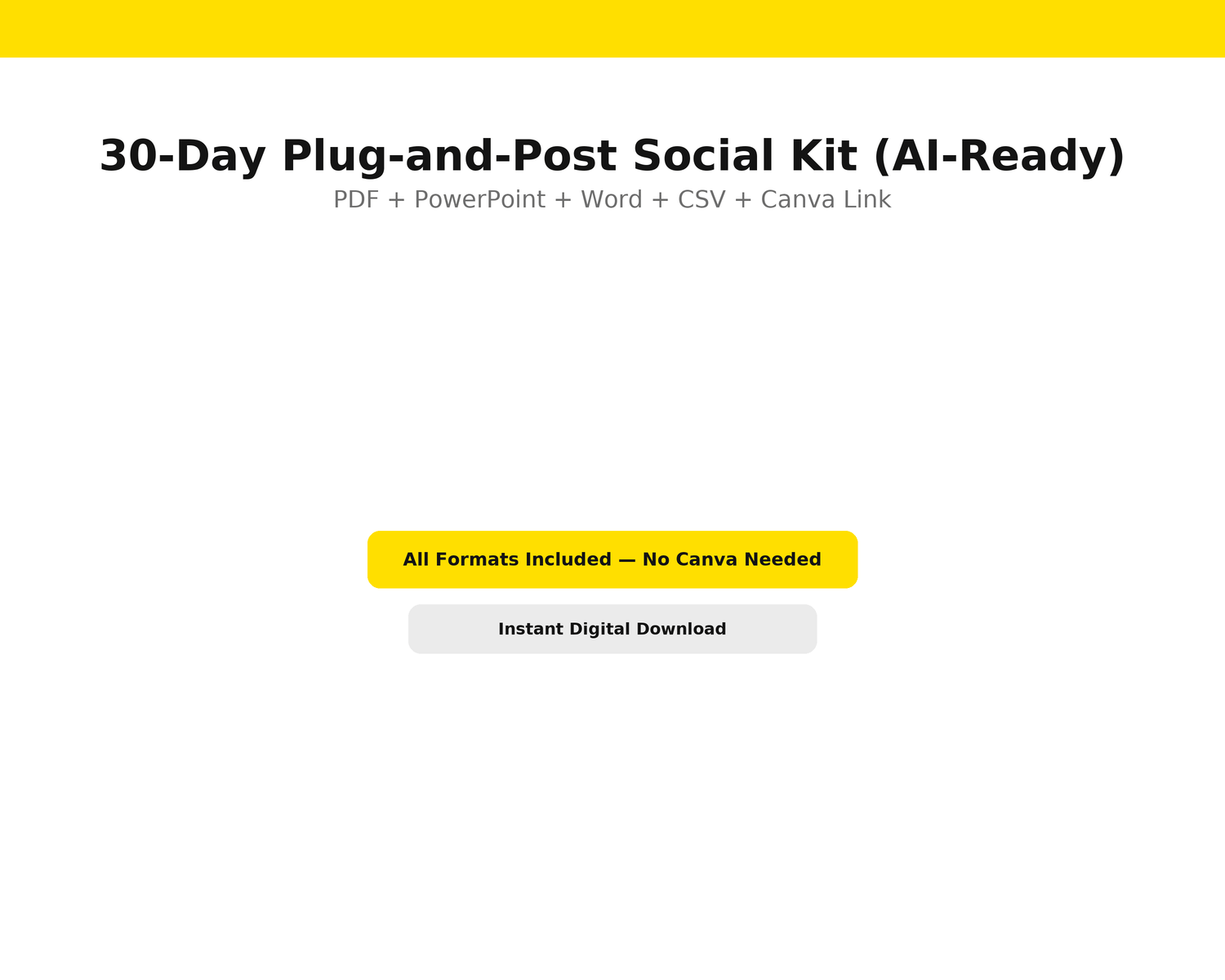 30-Day Plug-and-Post Social Kit – AI-ready content planner