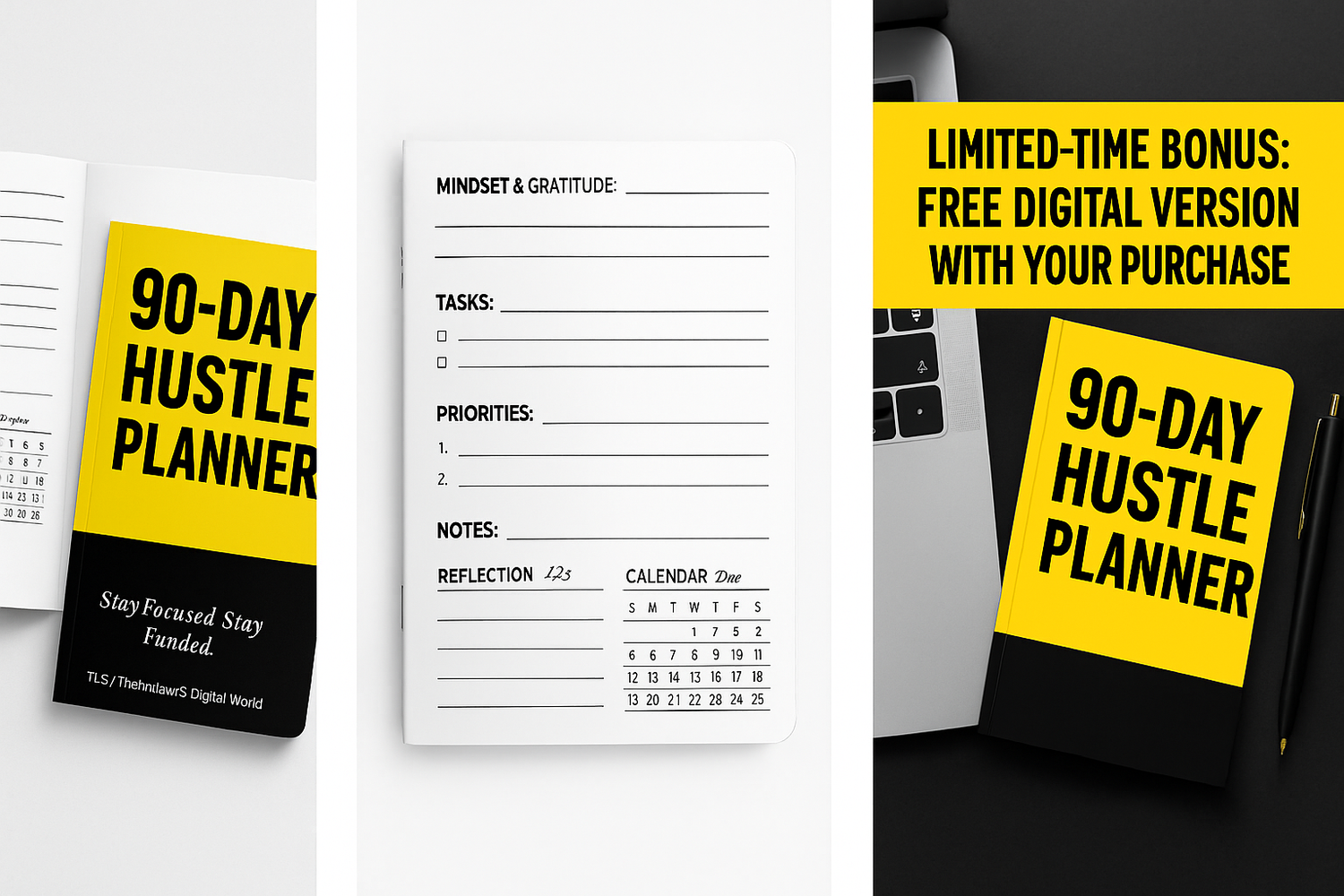 90-Day Hustle Planner – digital productivity planner