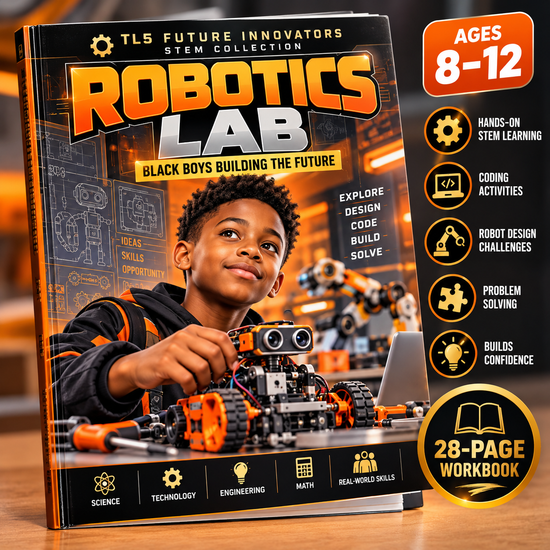 Robotics Lab: Black Boys Building the Future | Printable STEM Workbook Ages 8–12