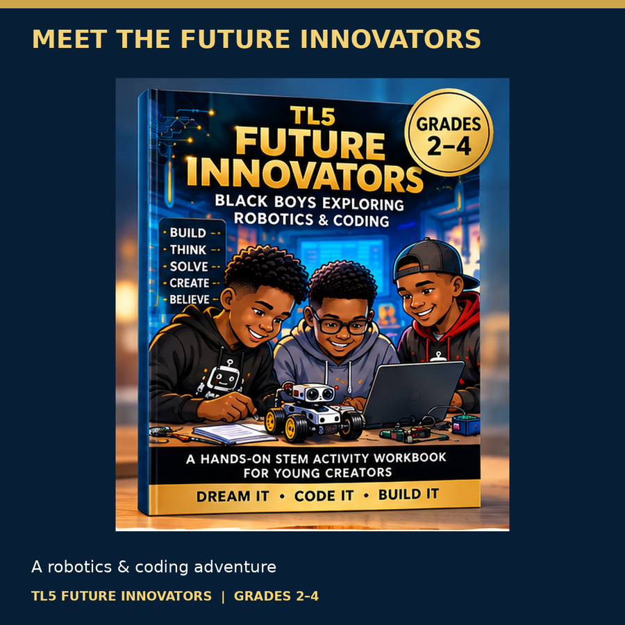 Black Boys Exploring Robotics & Coding | Printable STEM Workbook, Grades 2–4