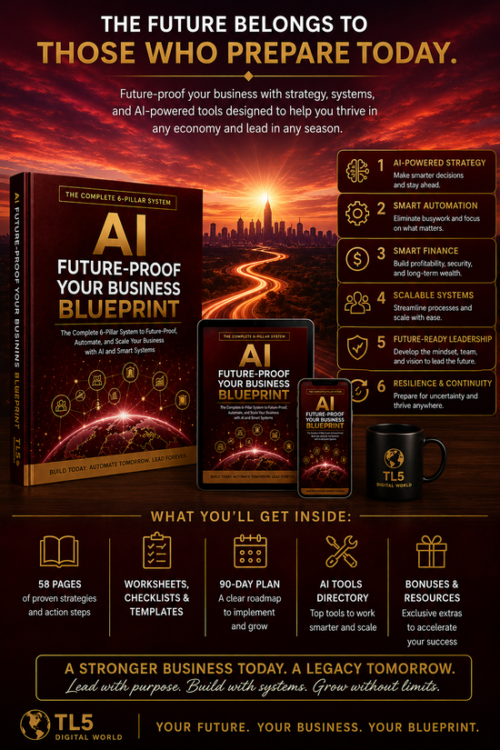 AI Business Blueprint with 6-pillar AI strategy and 90-day action plan