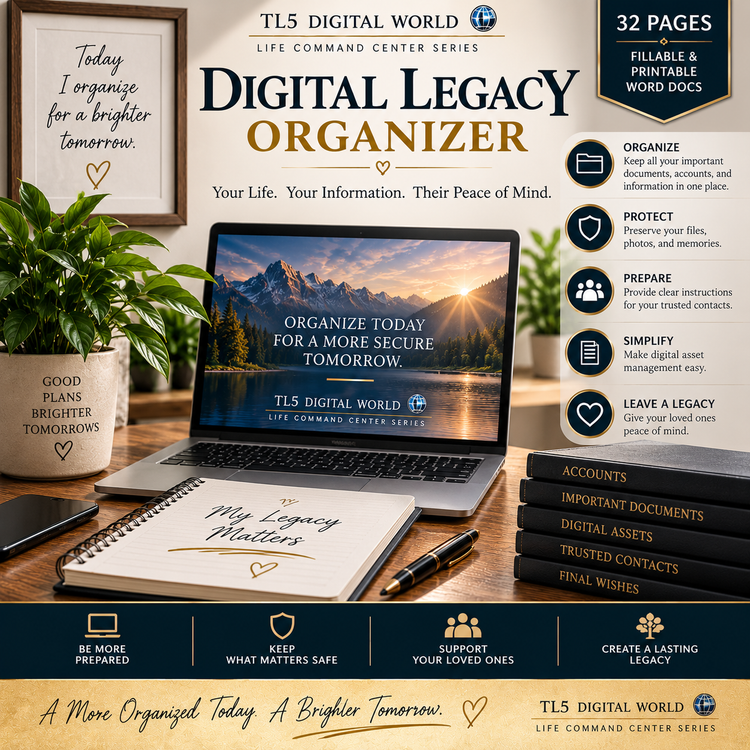 Digital estate planning organizer for family and trusted contacts