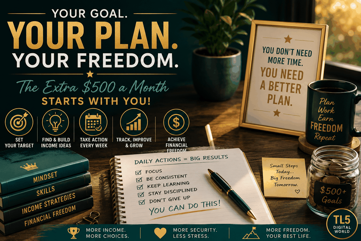 Extra $500 a Month blueprint with income opportunity audit and goal planning tools