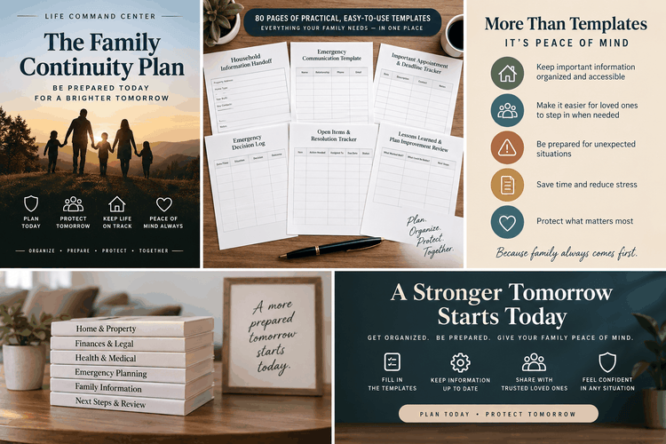 Family Continuity Plan templates for emergency preparedness and household organization
