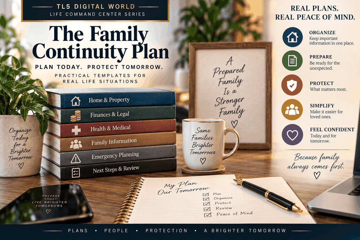 Family Continuity Plan emergency planner with practical family preparedness tools