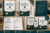 Family financial planner with budget, savings and money goal worksheets
