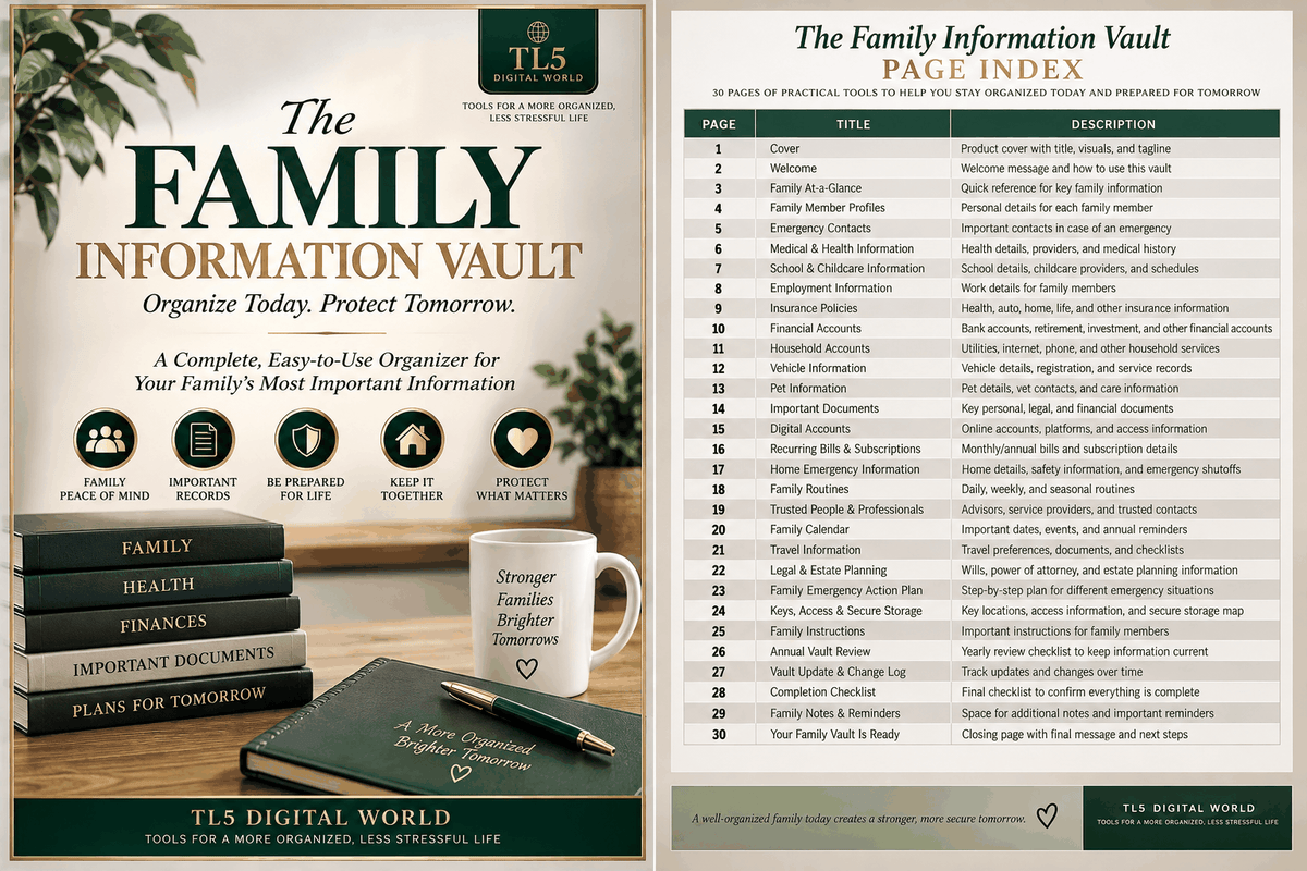 Family Information Vault family profile and at-a-glance information pages