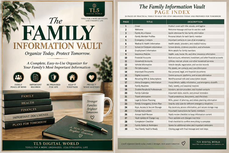 Family Information Vault family profile and at-a-glance information pages