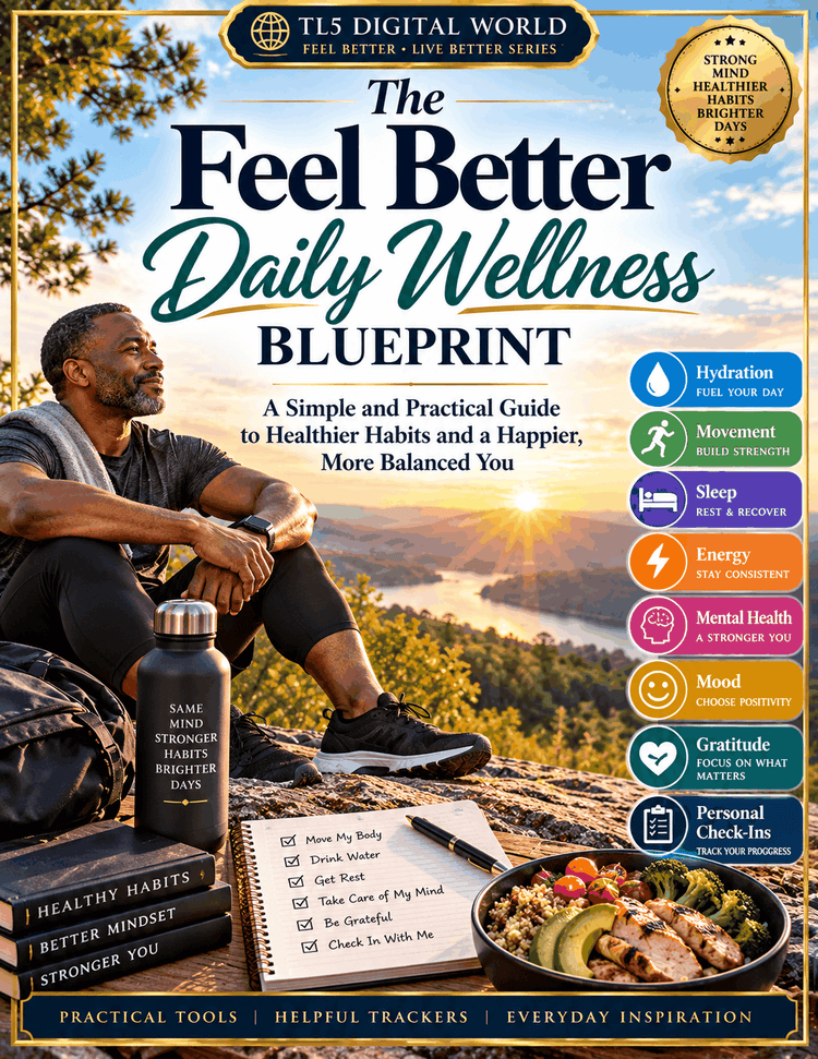 Feel Better Daily Wellness Blueprint 30-page digital wellness planner and self-care workbook cover
