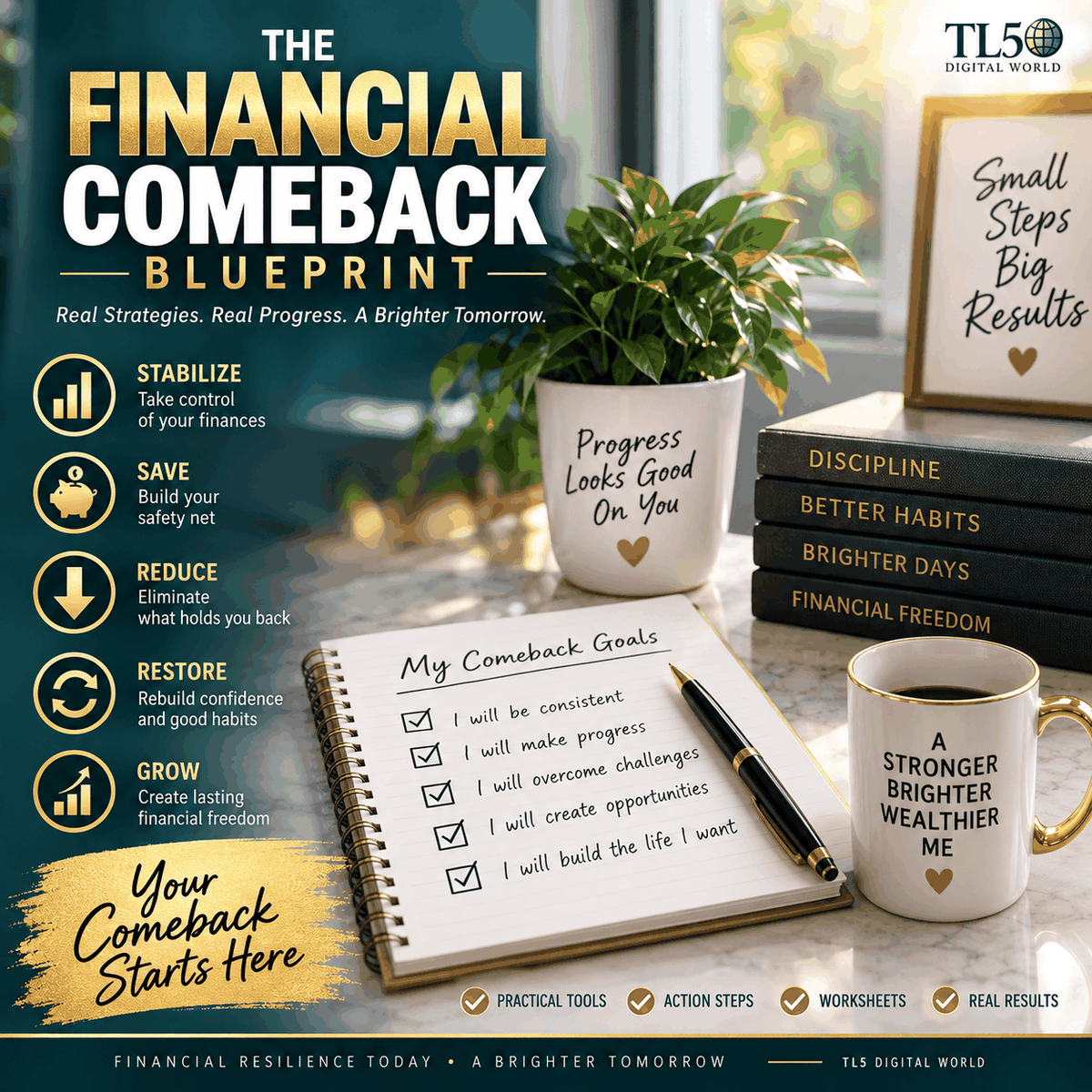Financial recovery workbook for budgeting, savings and debt planning