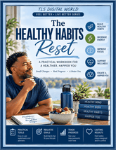 Healthy Habits Reset digital workbook with habit tracking and wellness planning pages