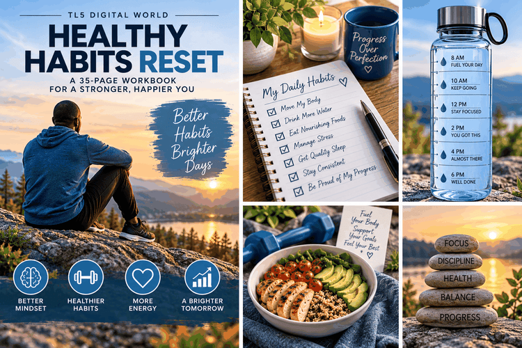 Healthy Habits Reset printable habit planner with hydration nutrition and fitness tools