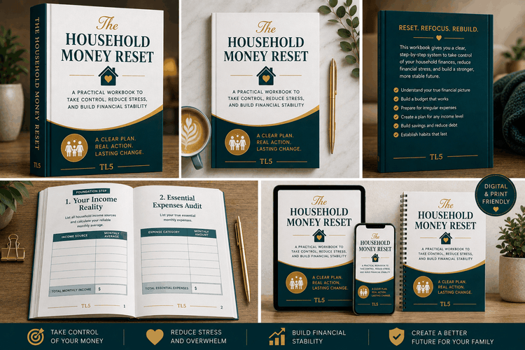 Household Money Reset digital workbook for budgeting, debt and emergency savings
