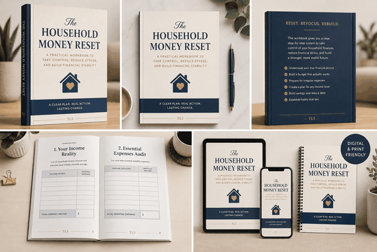 Household Money Reset 32-page household budgeting and financial reset workbook