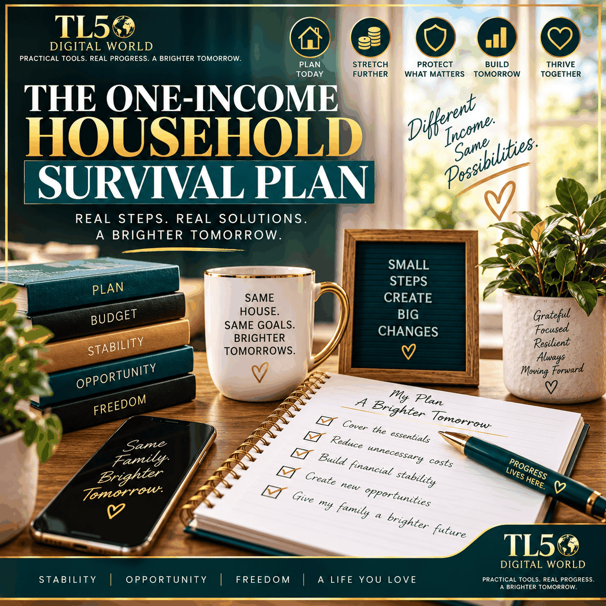 One-income family financial planner with budget and 30-day stabilization plan