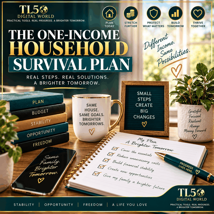 One-income family financial planner with budget and 30-day stabilization plan