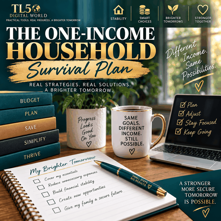 One-income household budget planner for reduced income and essential expenses