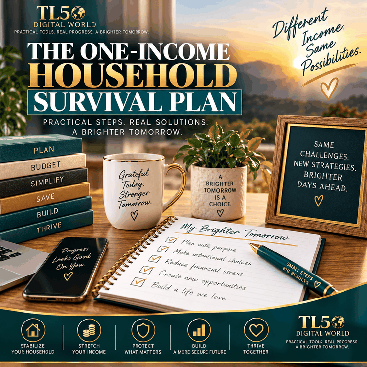 One-Income Household recovery workbook for budgeting, bills and emergency savings