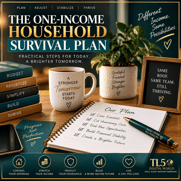 One-Income Household Survival Plan 28-page financial recovery workbook