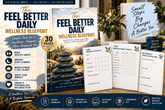 Feel Better Daily Wellness Blueprint 30-page digital wellness planner and self-care workbook cover