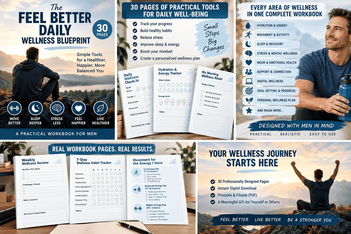 Feel Better Daily Wellness Blueprint printable wellness planner with daily check-ins and habit tracking pages